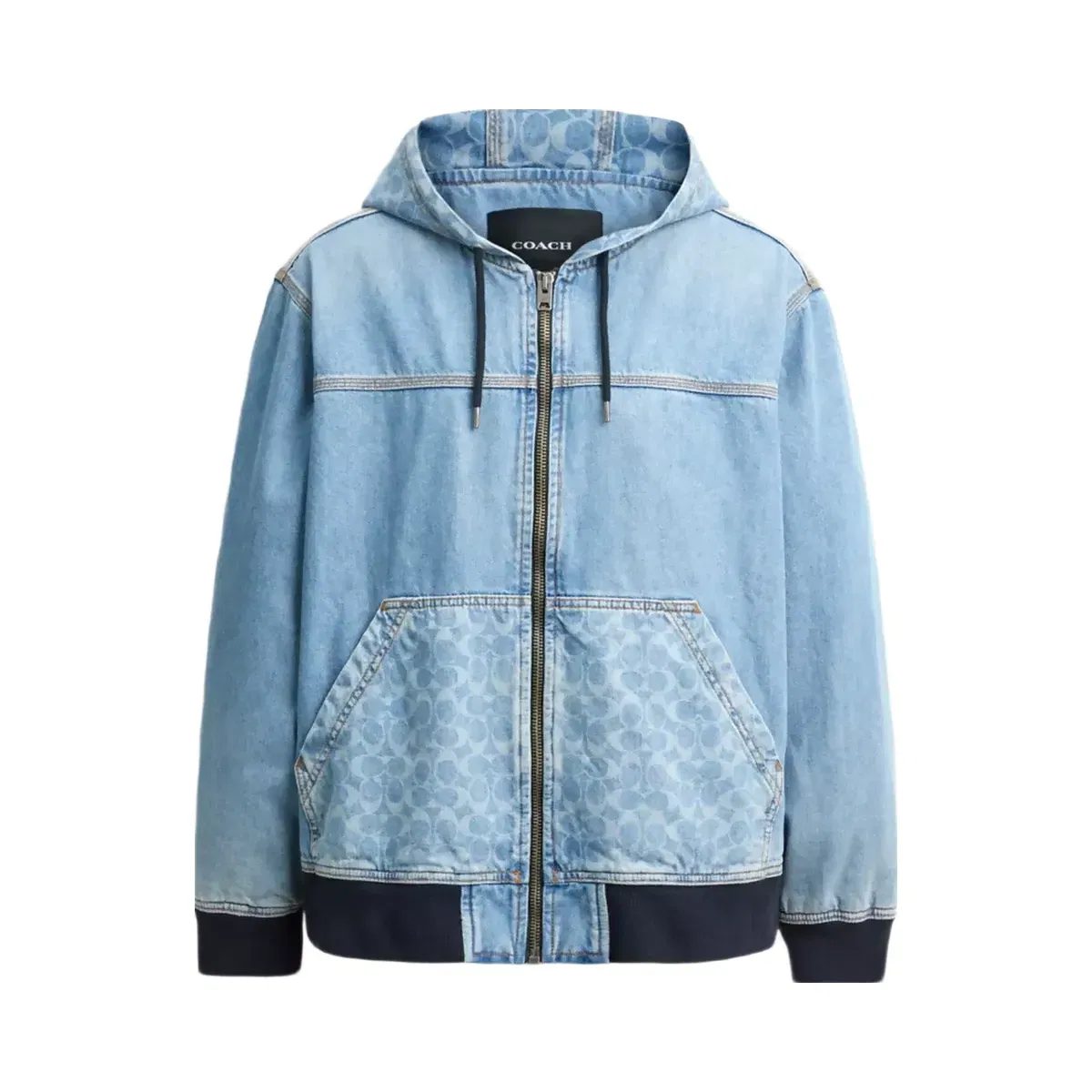 Coach Signature Denim Zip Jacket in Medium Wash