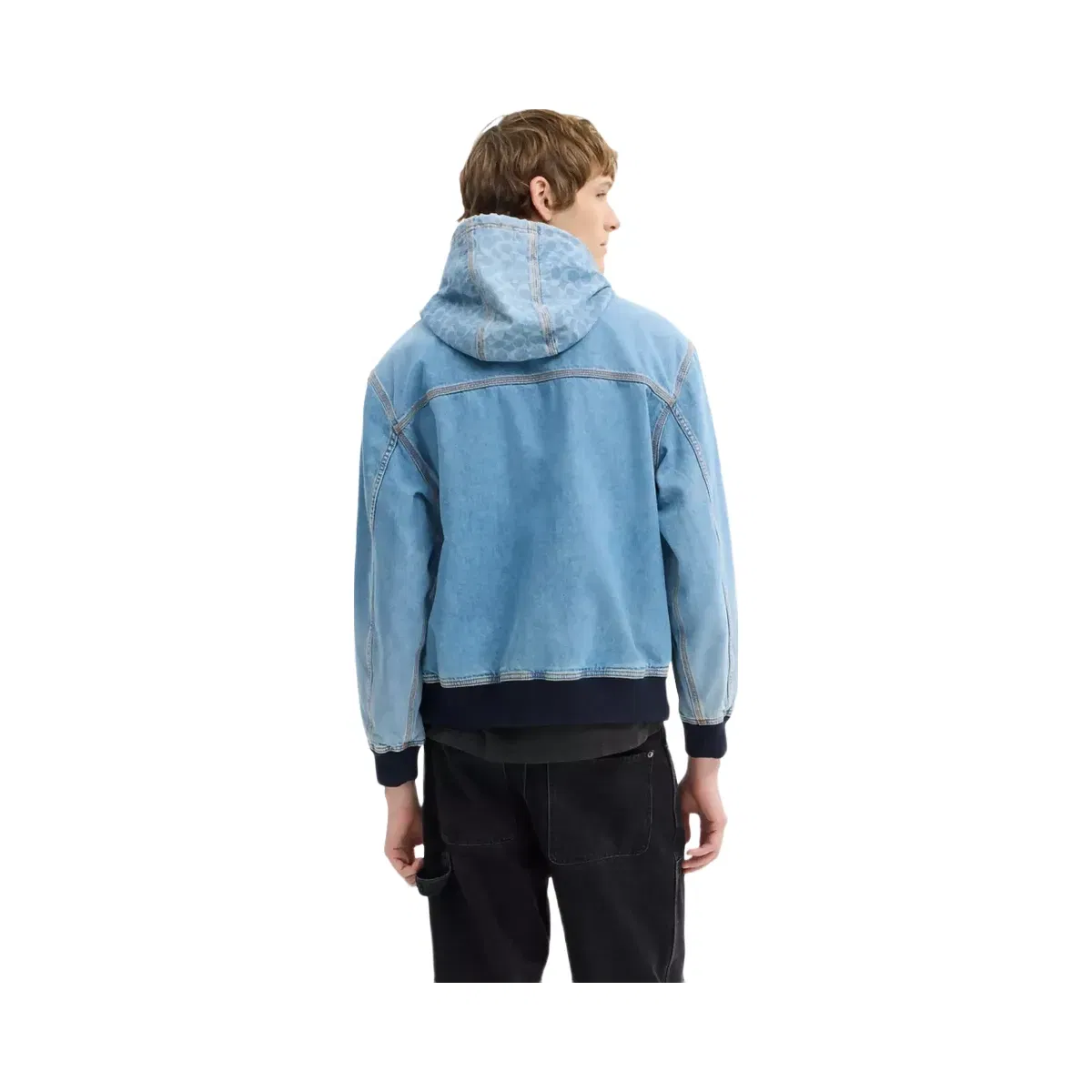 Coach Signature Denim Zip Jacket in Medium Wash
