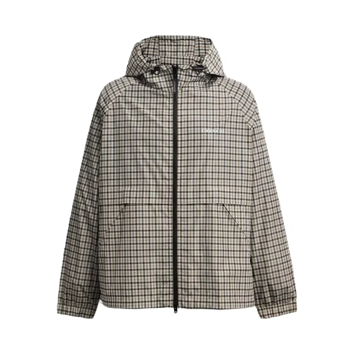 Coach Plaid Windbreaker In Recycled Polyester in Beige