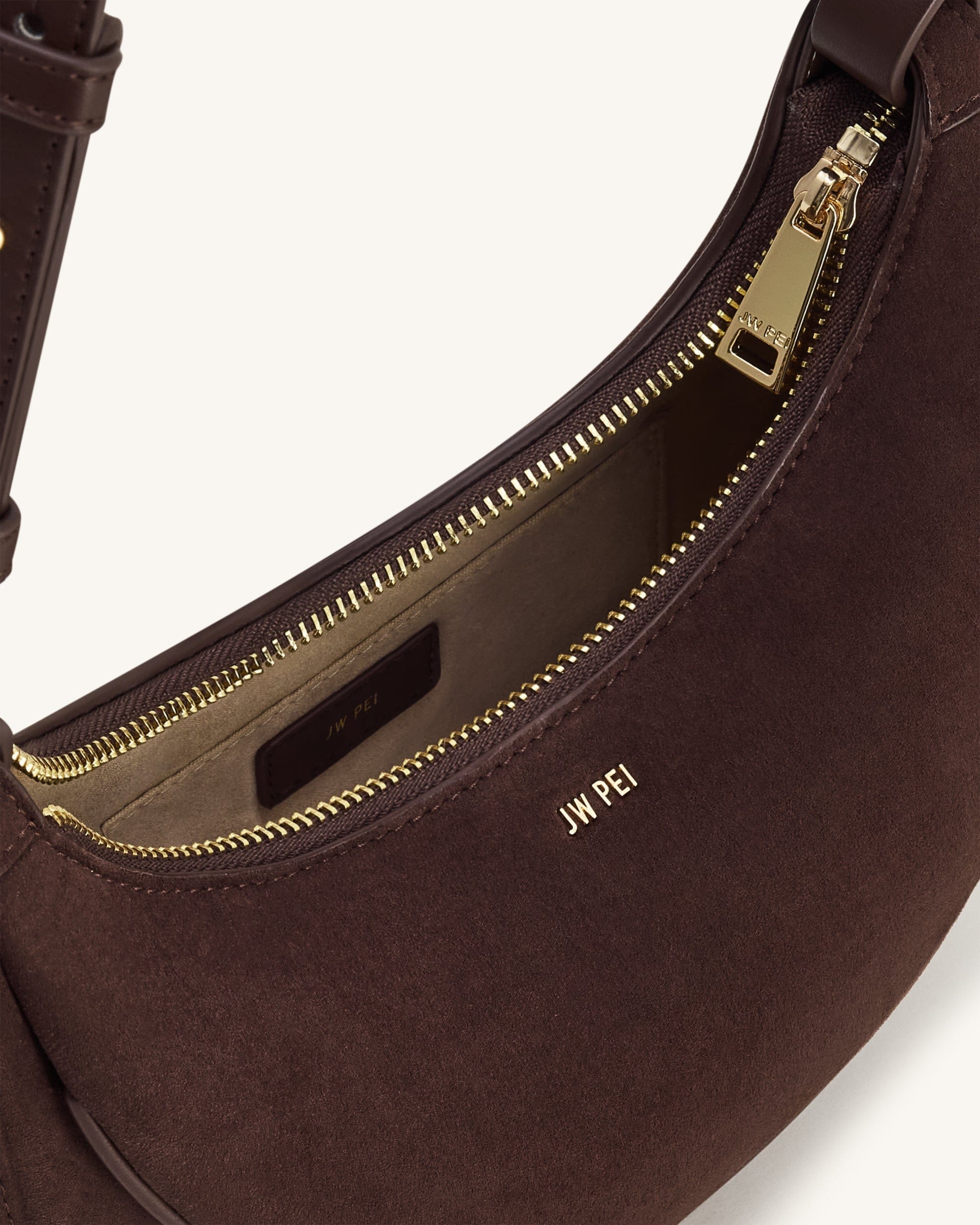 JW PEI Sharon Faux Suede Crossbody Bag Coffee Brown