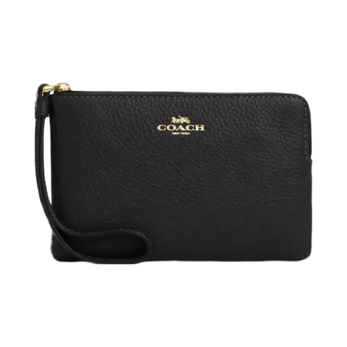 Coach Corner Zip Wristlet in Gold Black