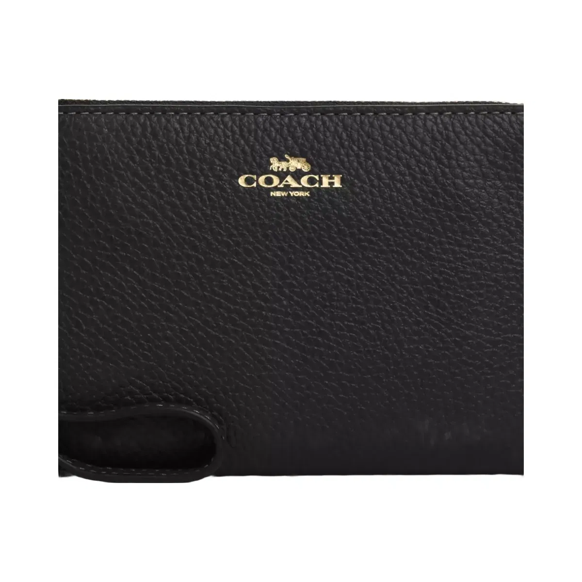 Coach Corner Zip Wristlet in Gold Black