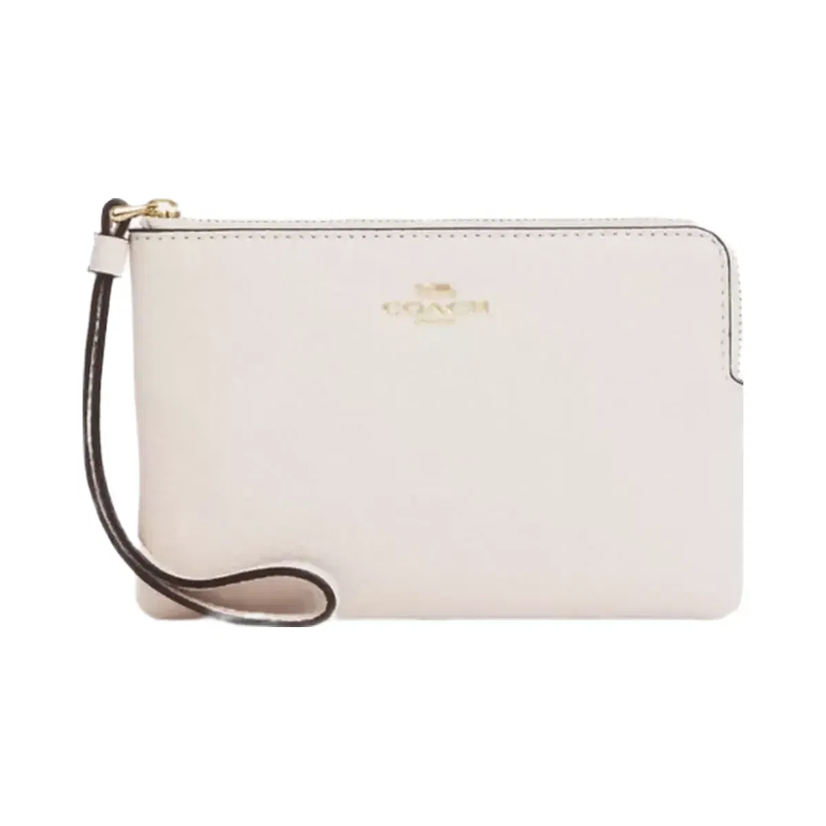 Coach Corner Zip Wristlet in Gold Chalk