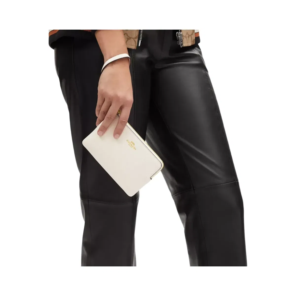 Coach Corner Zip Wristlet in Gold Chalk