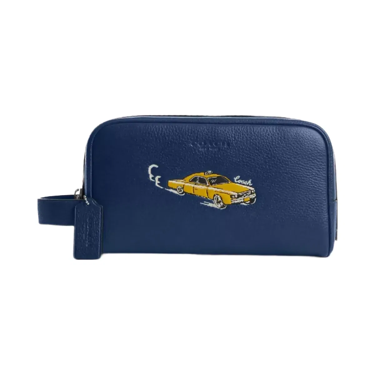 Coach Small Travel Kit With Car Print Silver Deep Blue Multi