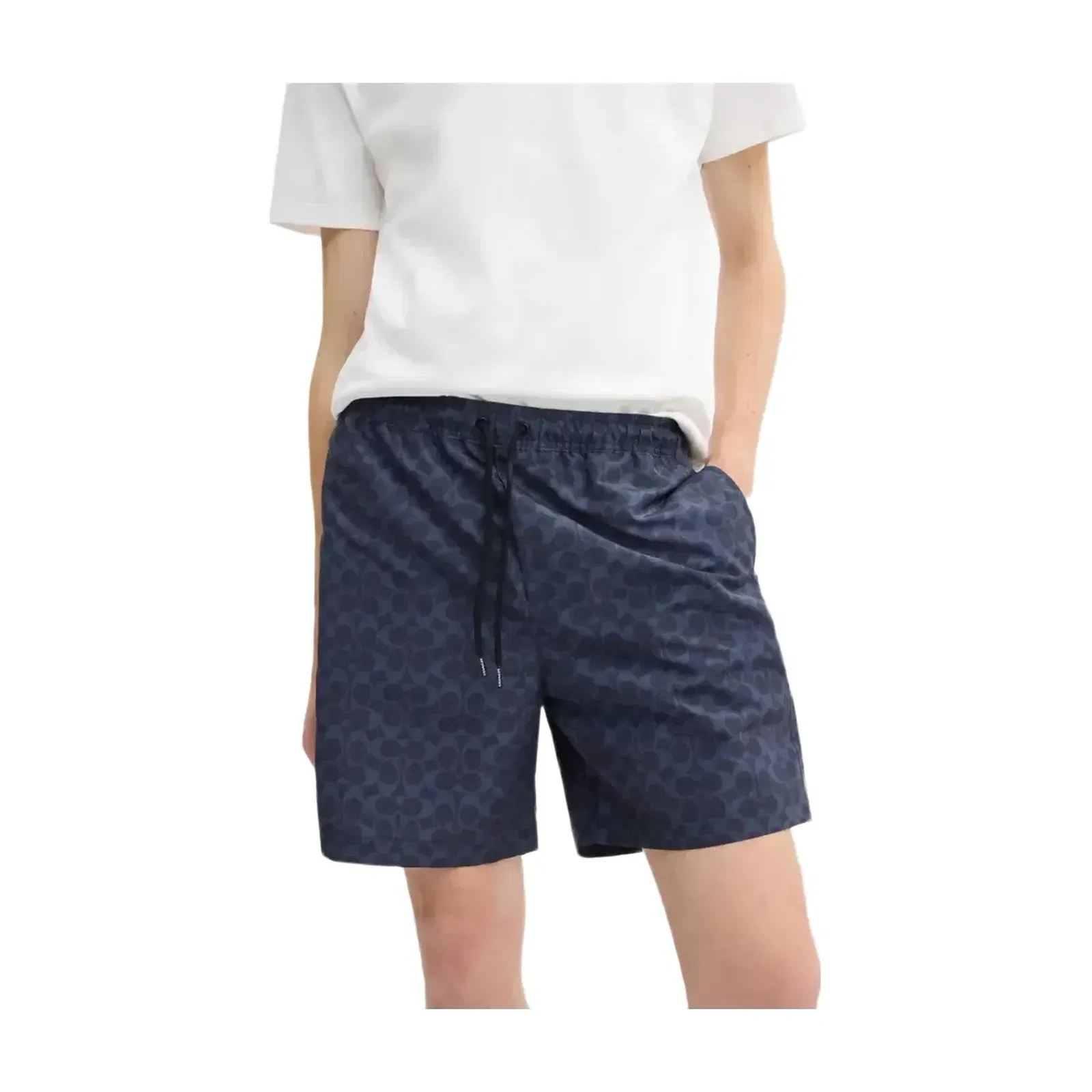 Coach Signature Swim Trunks In Recycled Polyester in Navy
