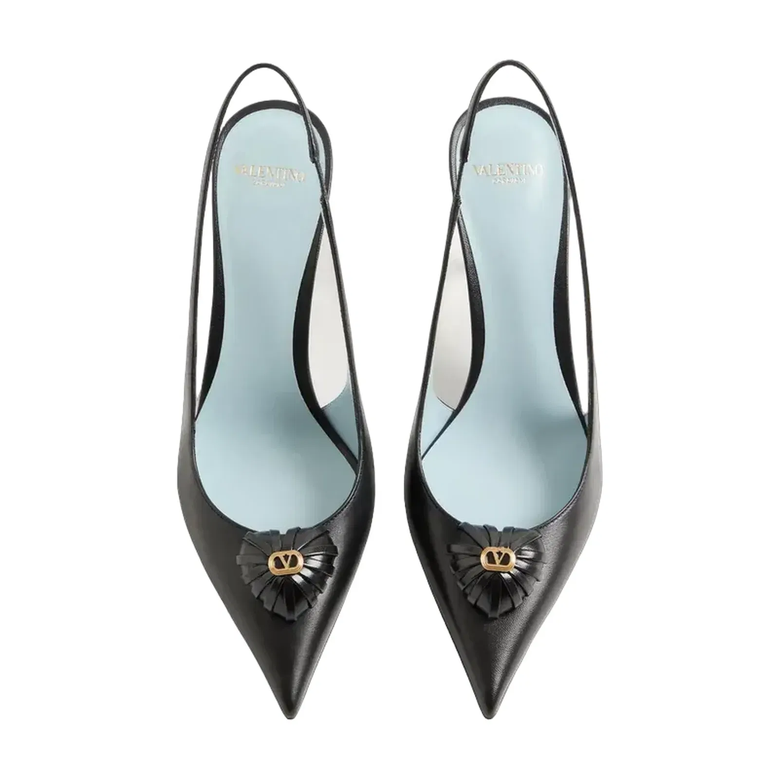 Valentino Coeur Royal Slingback Pumps In Kidskin 75mm Black