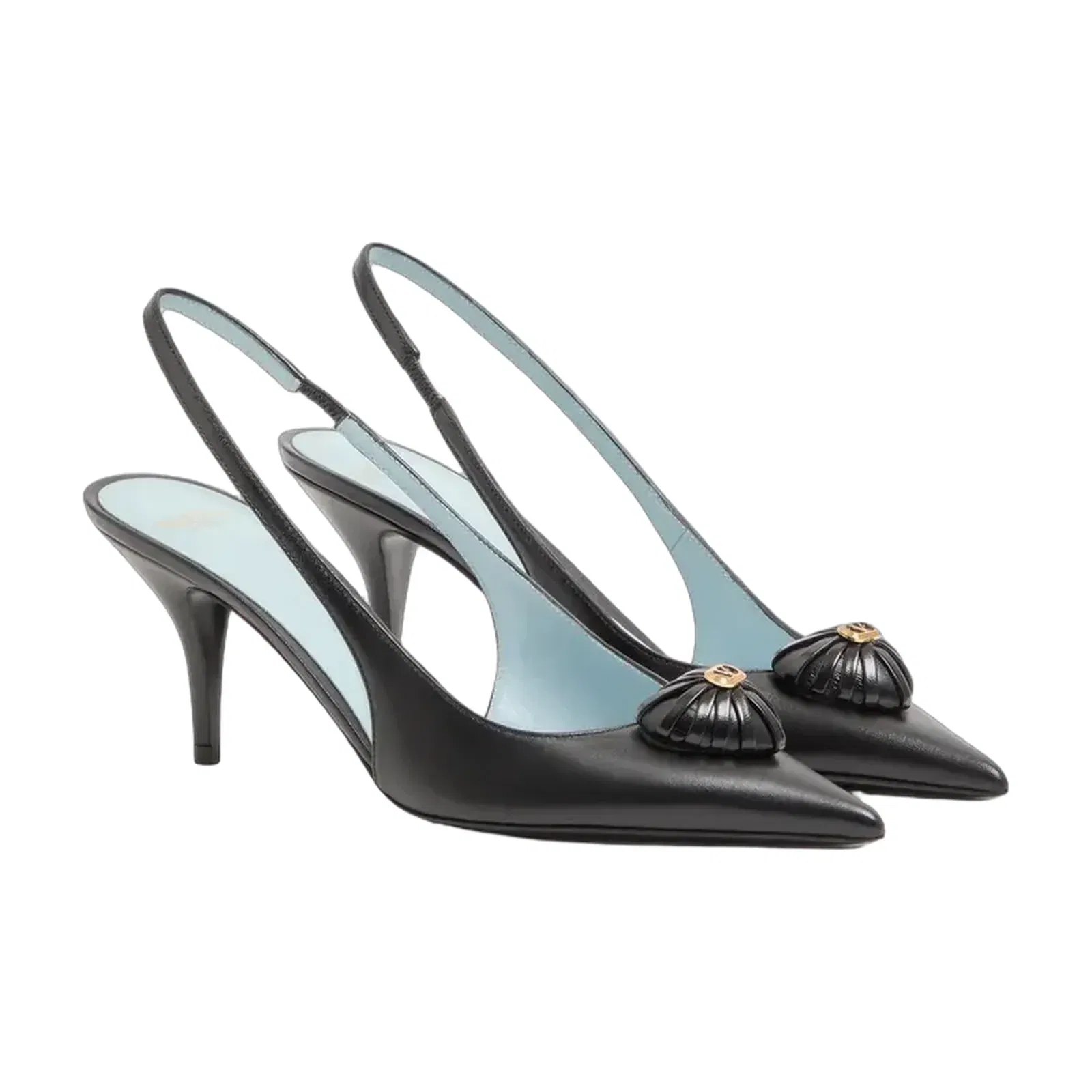 Valentino Coeur Royal Slingback Pumps In Kidskin 75mm Black