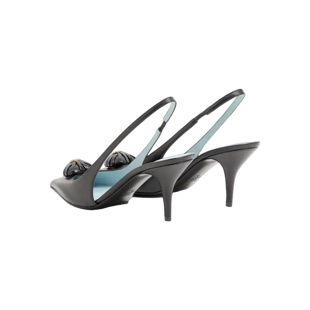 Valentino Coeur Royal Slingback Pumps In Kidskin 75mm Black