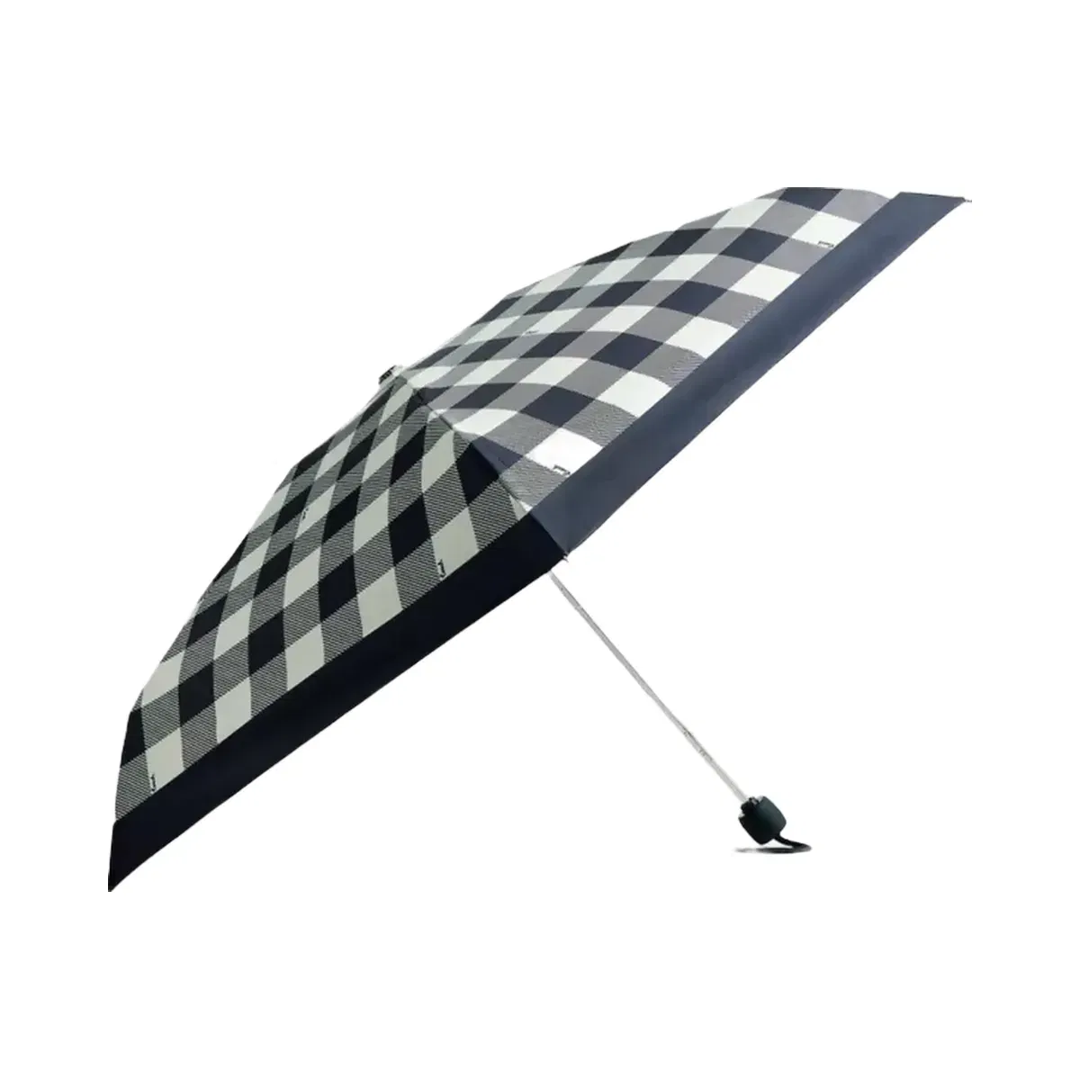 Coach Uv Protection Mini Umbrella With Gingham Print in Silver Black Multi