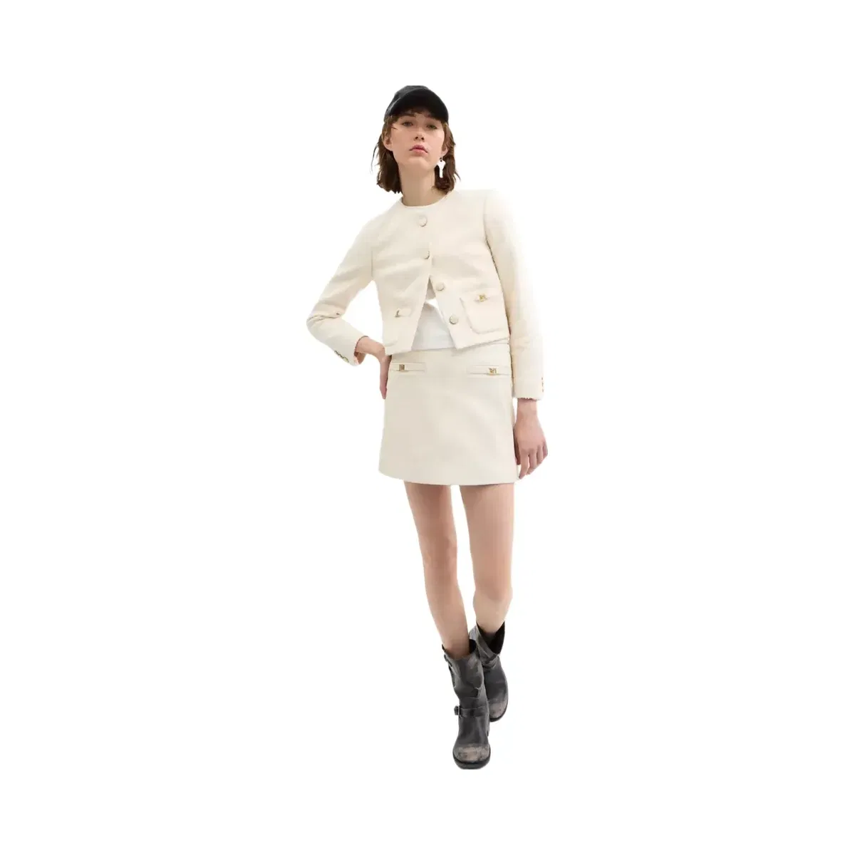 Coach Heritage C Boucle Jacket in Cream