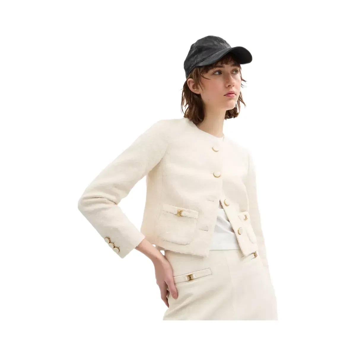 Coach Heritage C Boucle Jacket in Cream