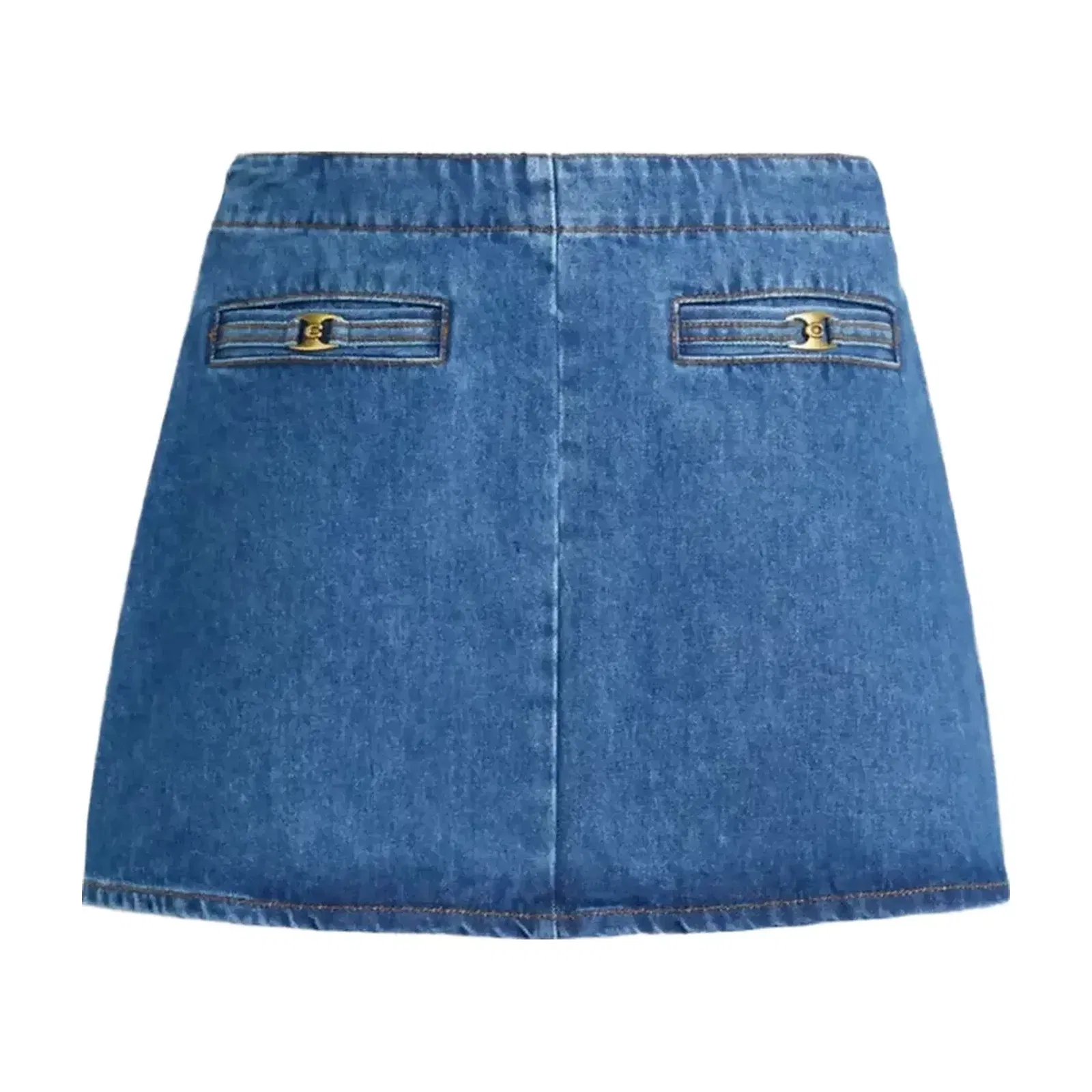Coach Heritage C Denim Mini Skirt In Organic Cotton in Medium Blue