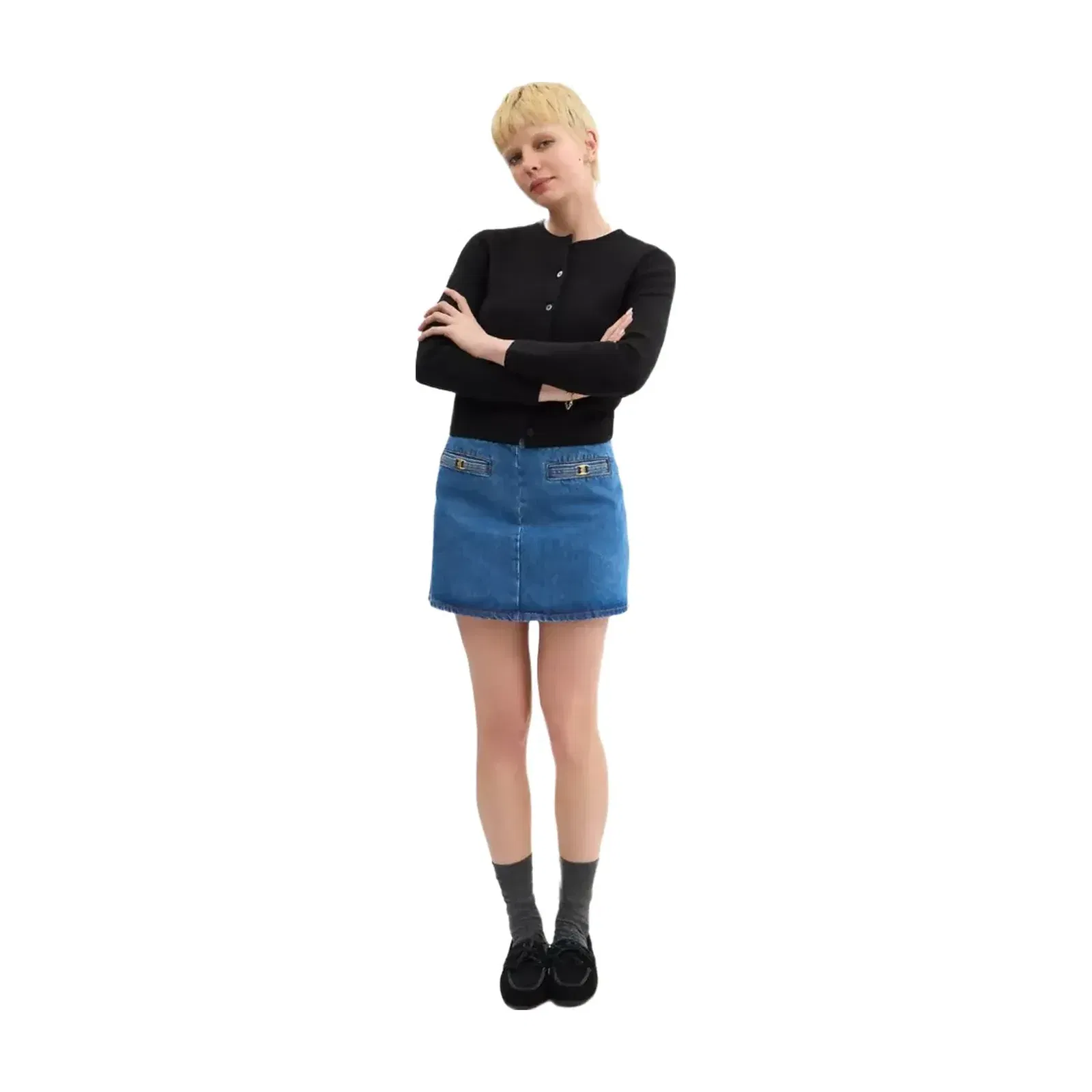 Coach Heritage C Denim Mini Skirt In Organic Cotton in Medium Blue