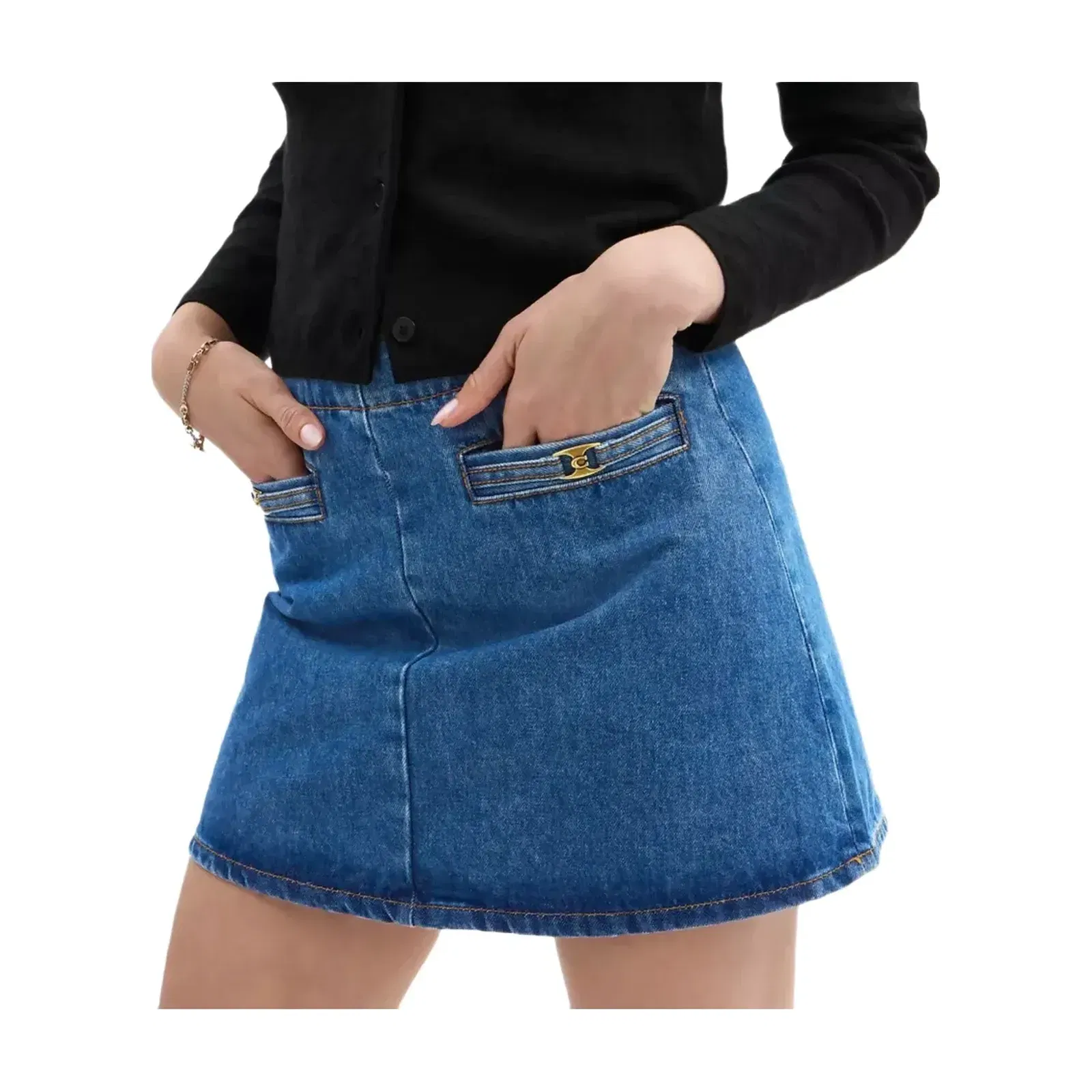 Coach Heritage C Denim Mini Skirt In Organic Cotton in Medium Blue