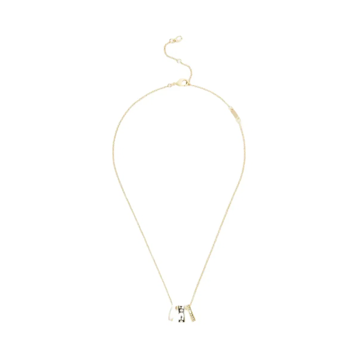 Coach Repeated C Rondelle Necklace in Gold Black