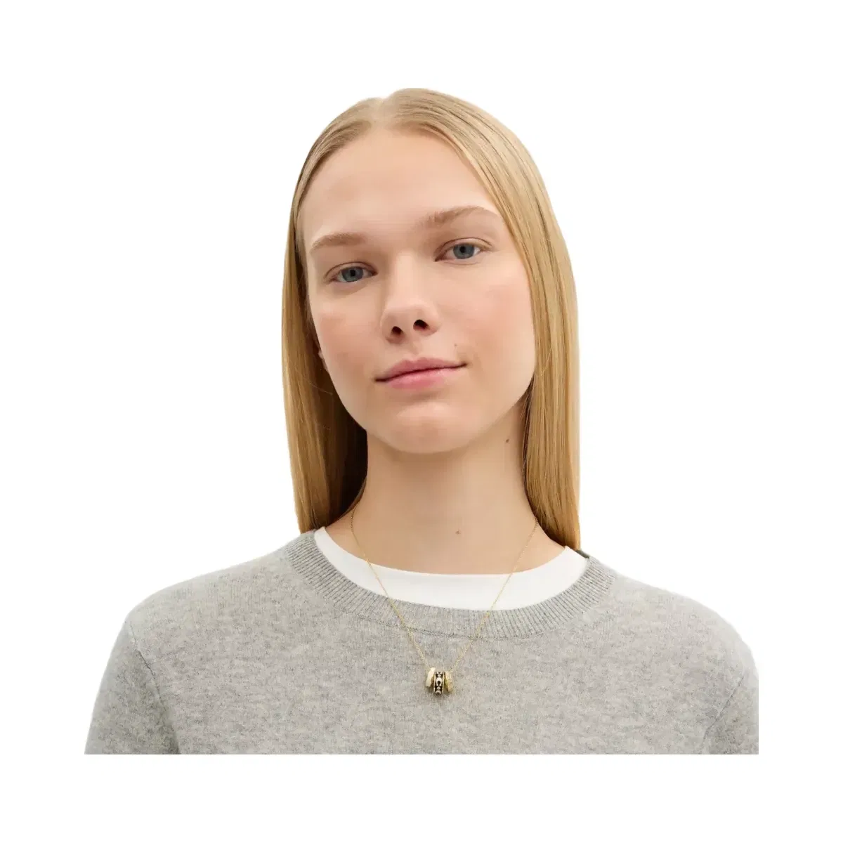 Coach Repeated C Rondelle Necklace in Gold Black