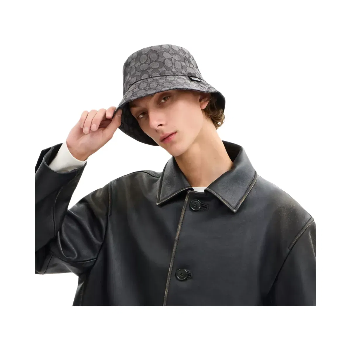 Coach Signature Jacquard Bucket Hat Charcoal