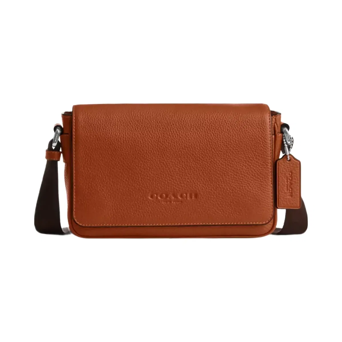 Coach Jack Small Flap Crossbody Bag in Silver Amber Brown