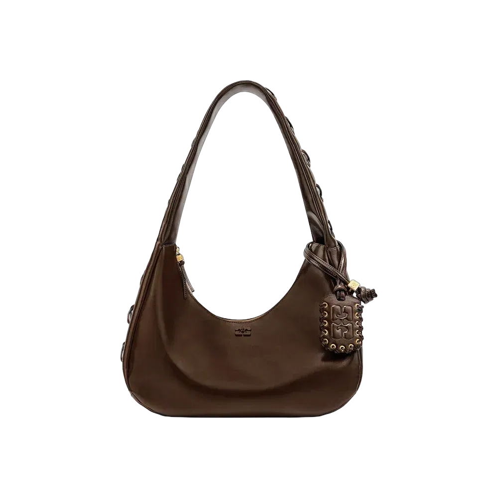 Ganni Green Medium Laces Hobo Bag