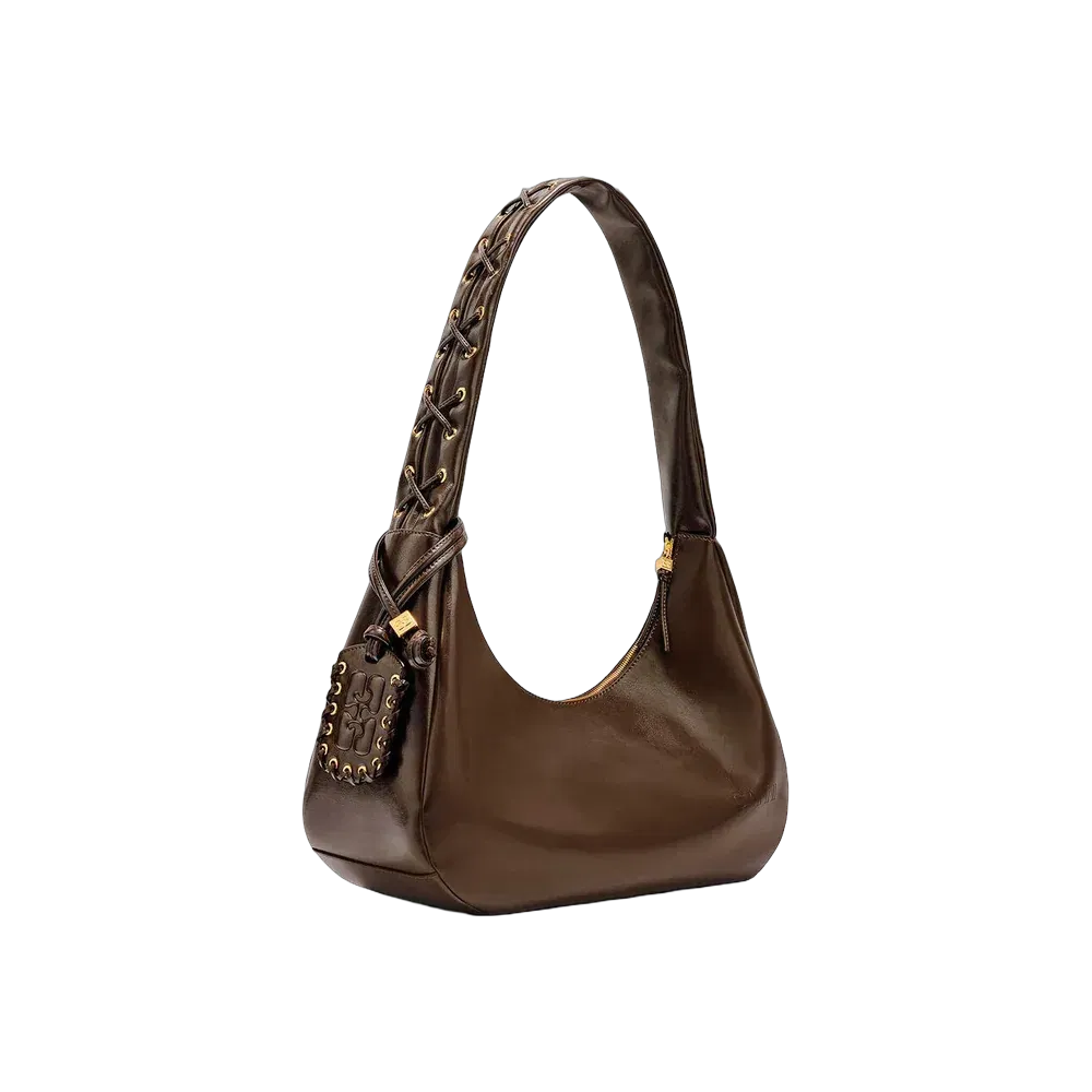 Ganni Green Medium Laces Hobo Bag