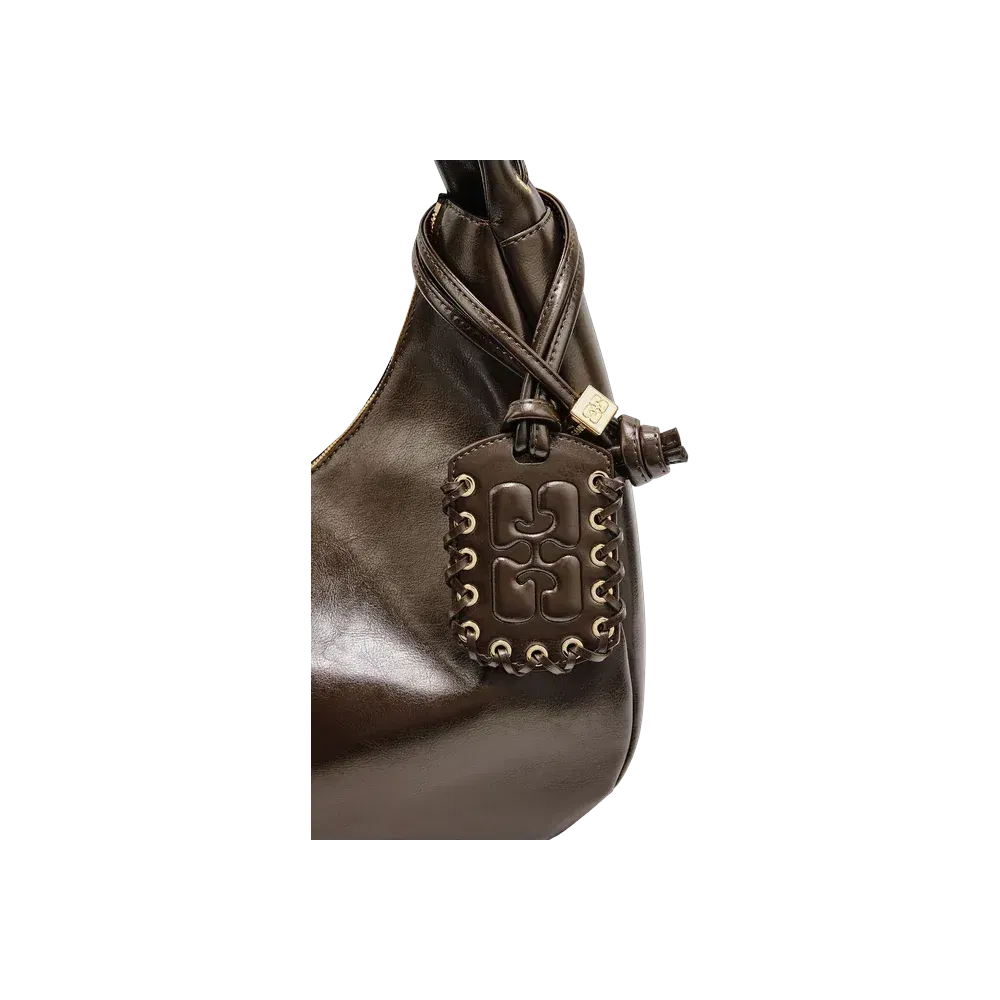 Ganni Green Medium Laces Hobo Bag
