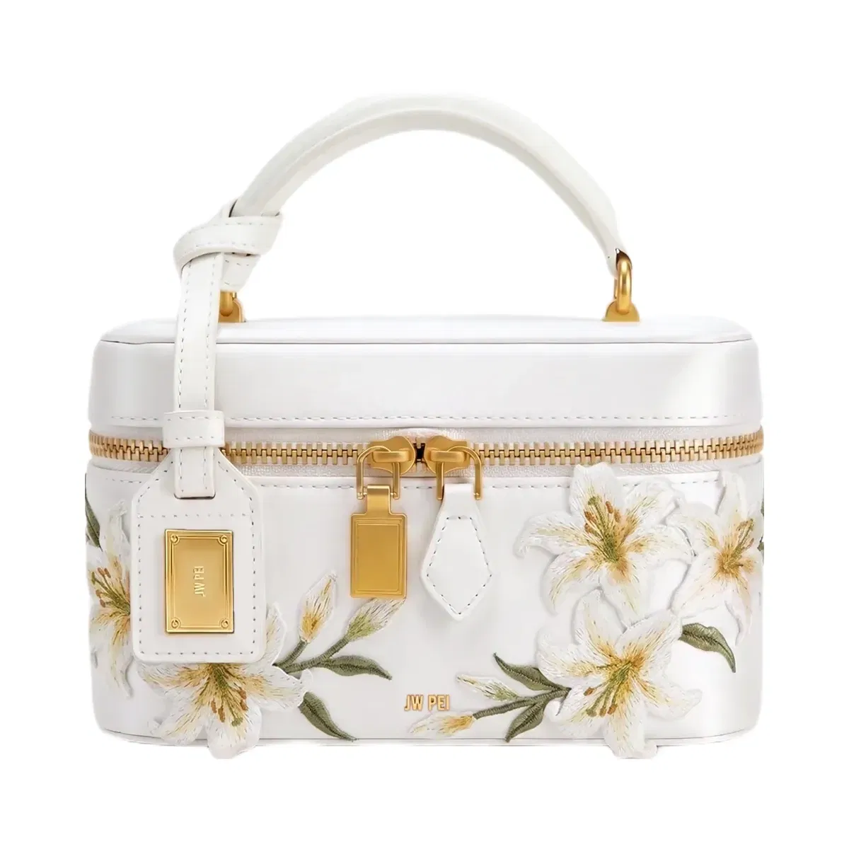 JW PEI Cleo Embroidered Box Shape Top Handle Bag Snow White