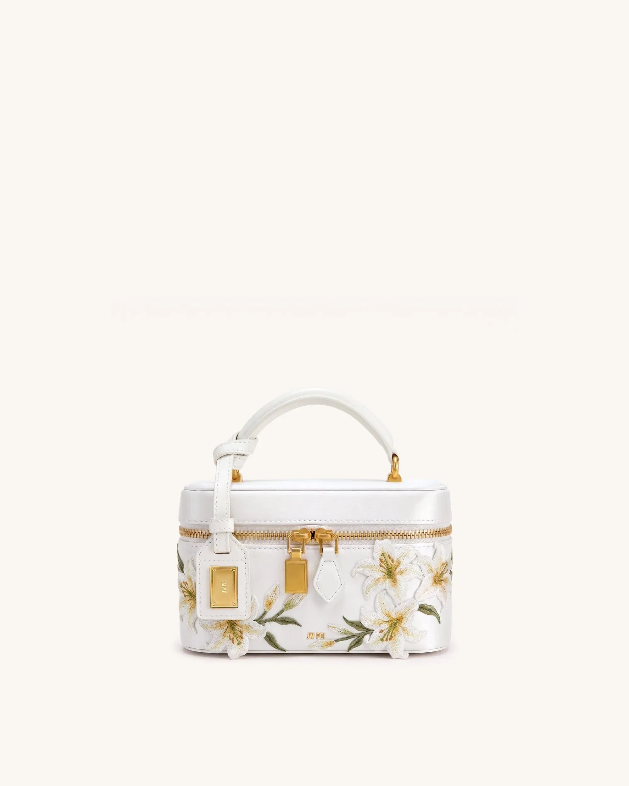JW PEI Cleo Embroidered Box Shape Top Handle Bag Snow White