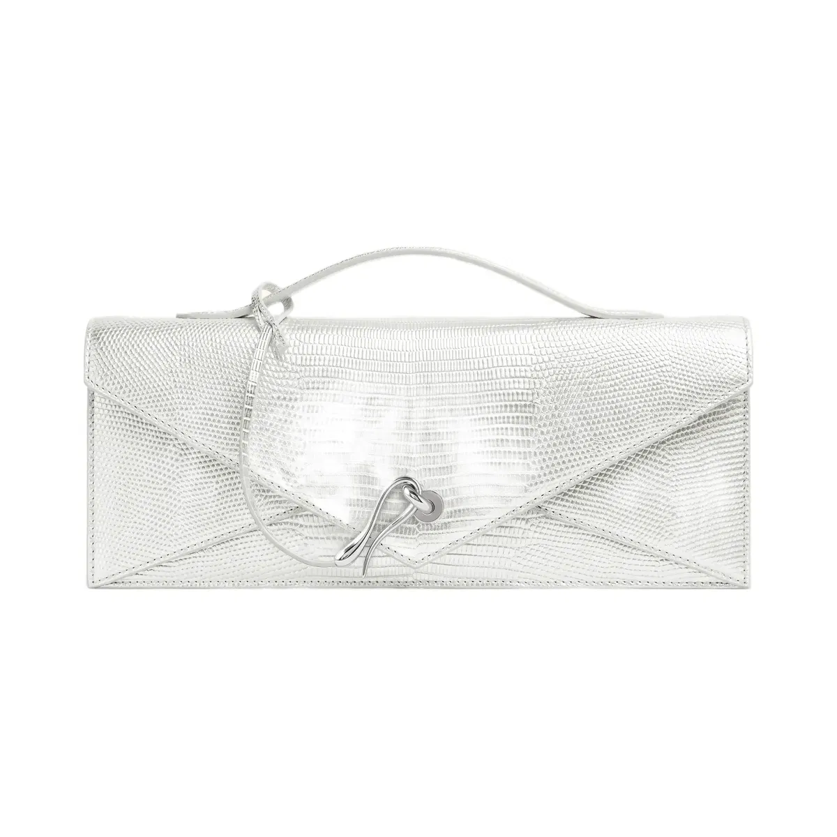 JW PEI Celeste Envelope Top Handle Bag Silver Lizard Texture