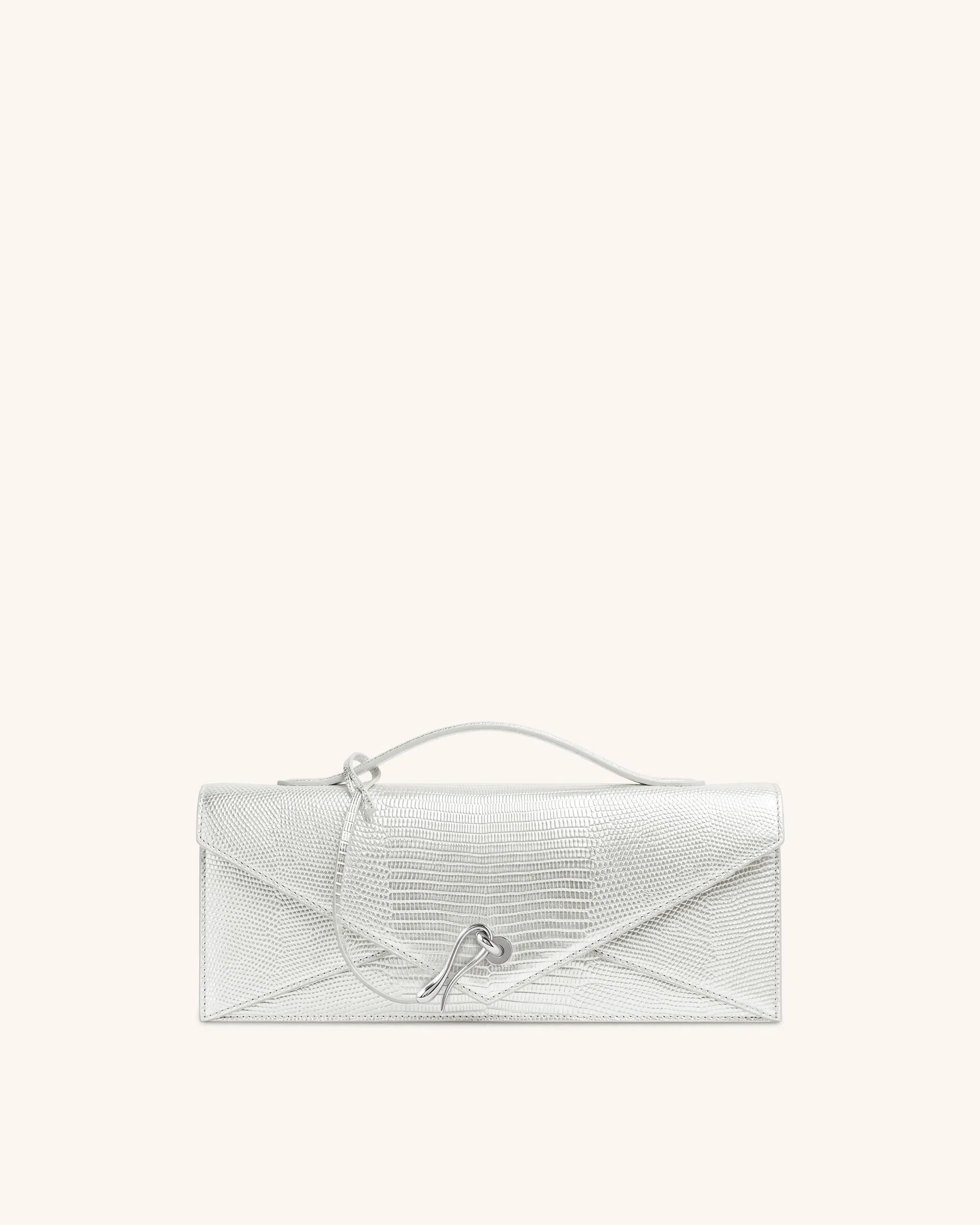 JW PEI Celeste Envelope Top Handle Bag Silver Lizard Texture
