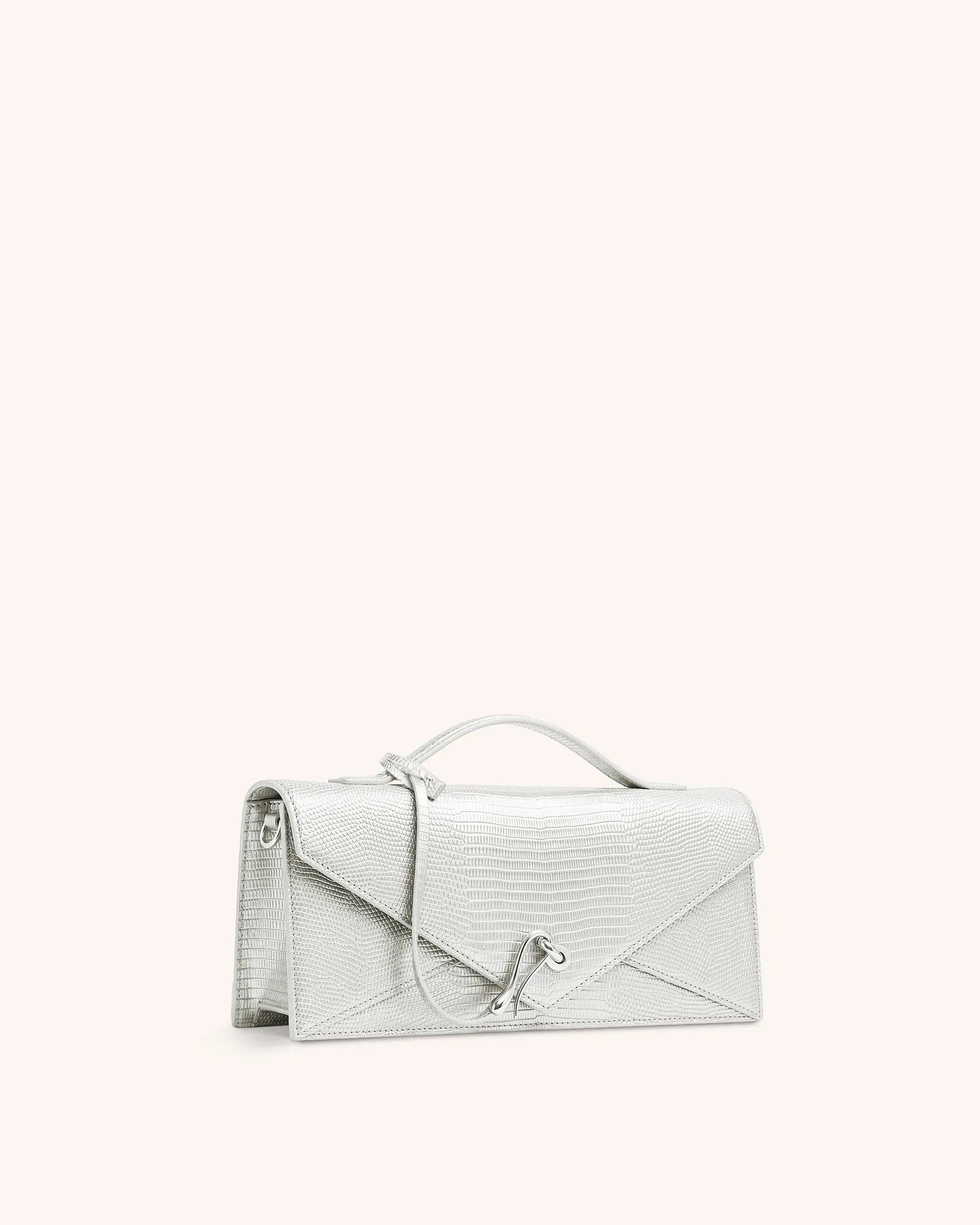 JW PEI Celeste Envelope Top Handle Bag Silver Lizard Texture
