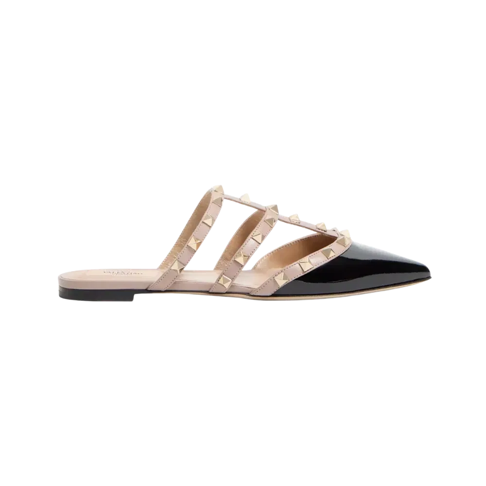 Valentino Rockstud Patent-Leather Mule Black