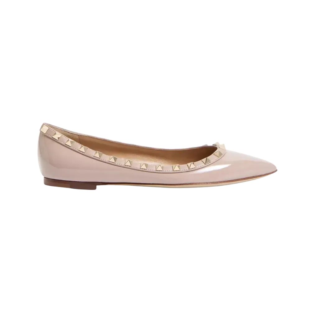 Valentino Patent Rockstud Ballet Flat Poudre