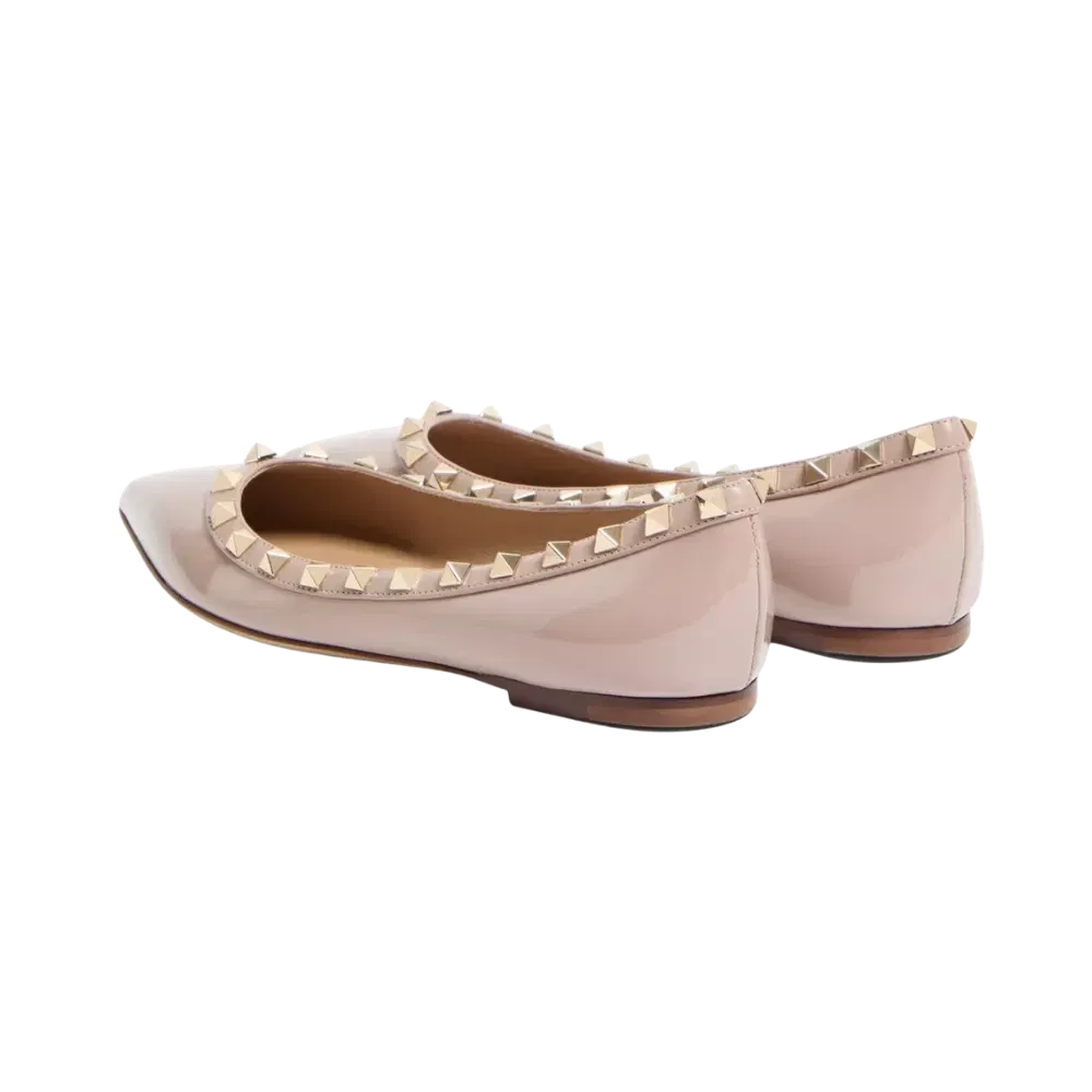 Valentino Patent Rockstud Ballet Flat Poudre