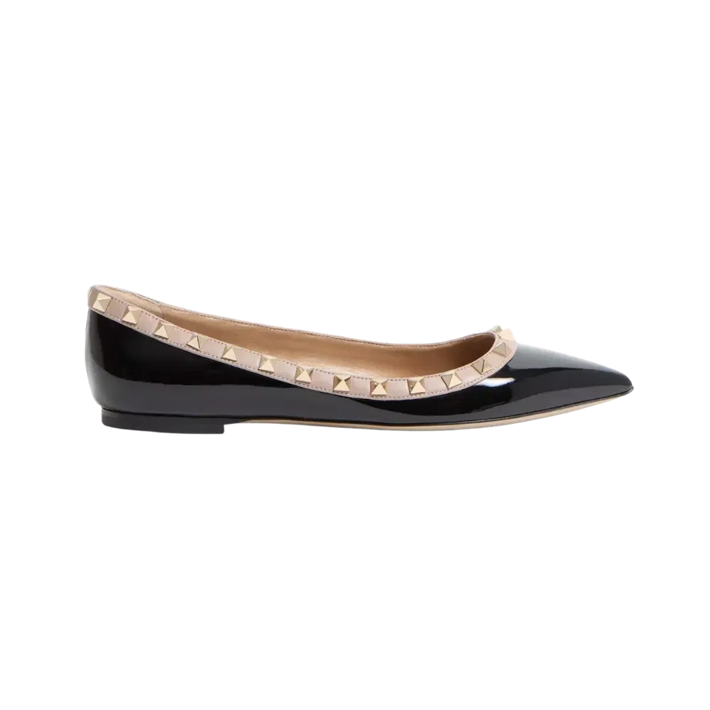 Valentino Patent Rockstud Ballet Flat Black