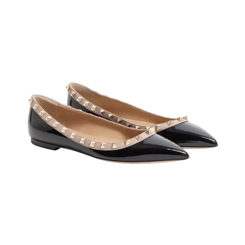 Valentino Patent Rockstud Ballet Flat Black