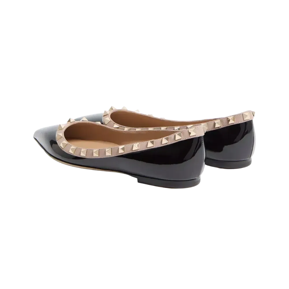 Valentino Patent Rockstud Ballet Flat Black