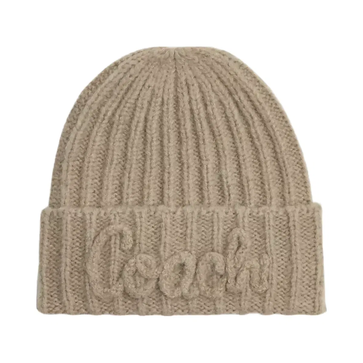 Coach Coach Script Knit Beanie in Grey Birch