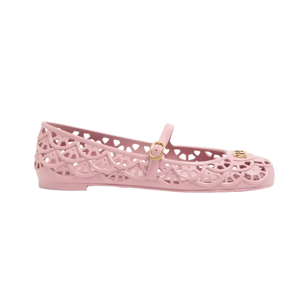Valentino Ondette Rubber Ballerina With Scallop Pattern 05mm Pink