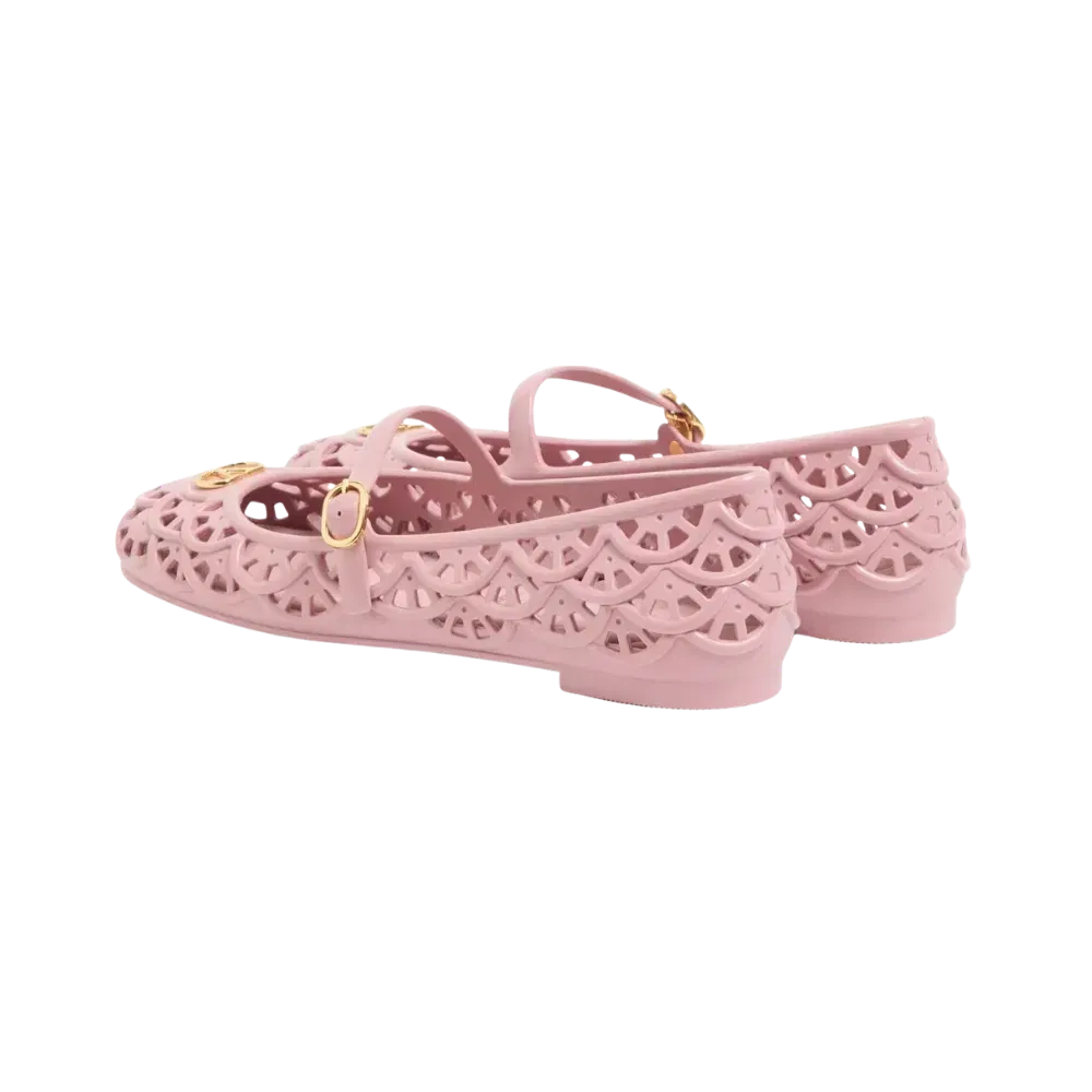 Valentino Ondette Rubber Ballerina With Scallop Pattern 05mm Pink