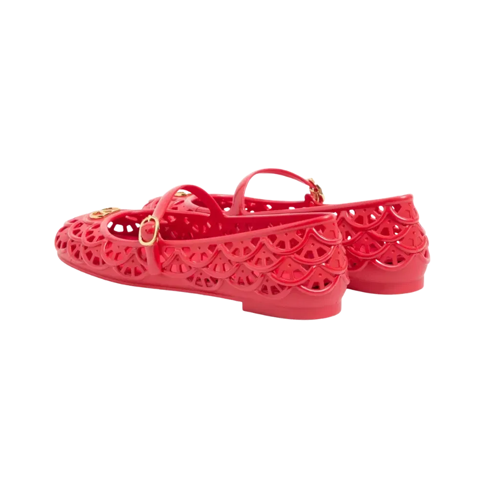 Valentino Ondette Rubber Ballerina With Scallop Pattern 05mm Coral