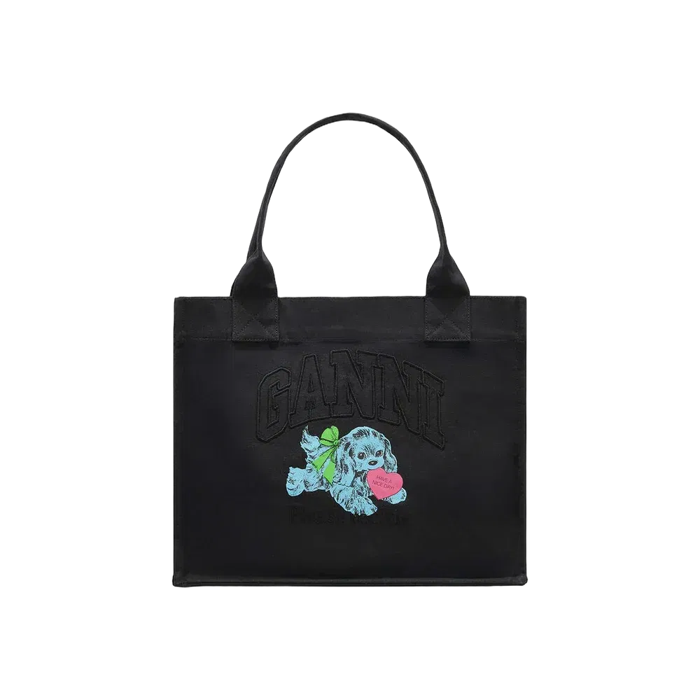 Ganni Black Puppy Large Tote