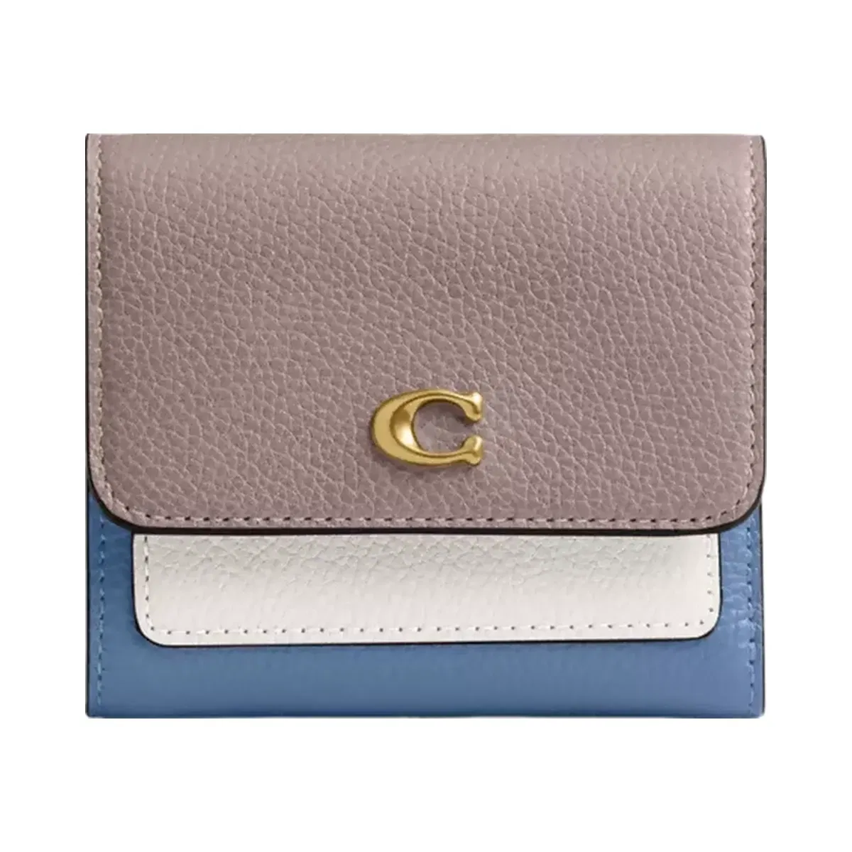 Coach Mila Small Flap Wallet In Colorblock in Brass Ash Multi