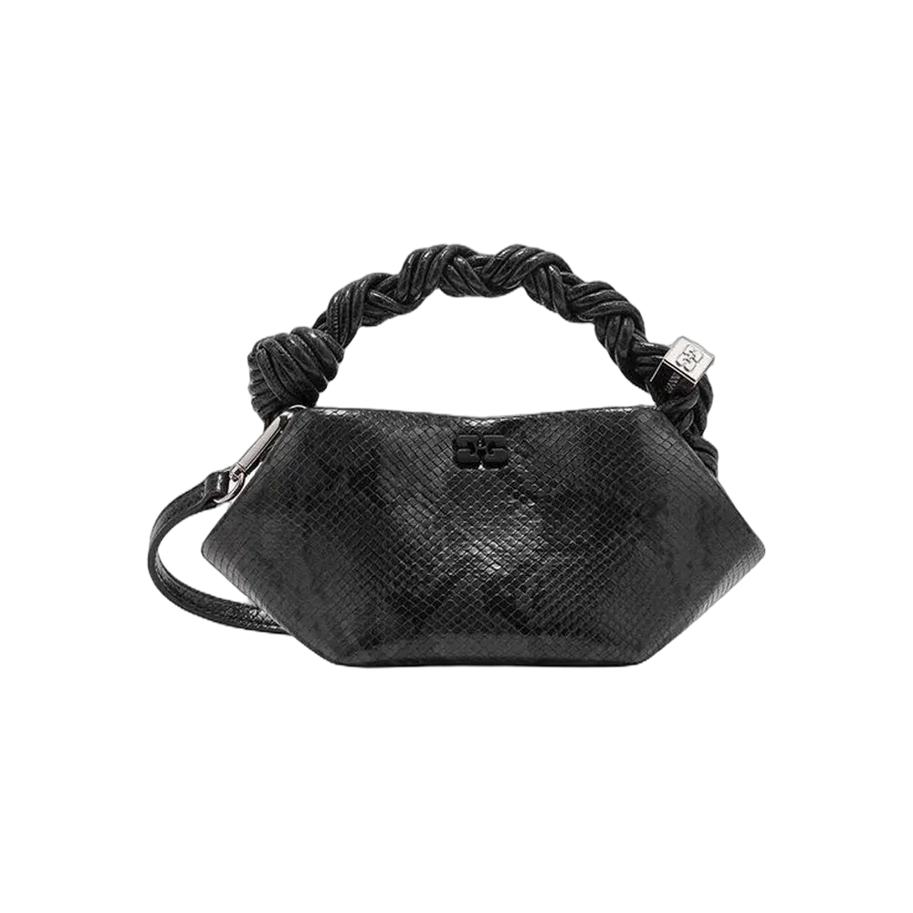 Ganni Black Snake Mini Bou Bag