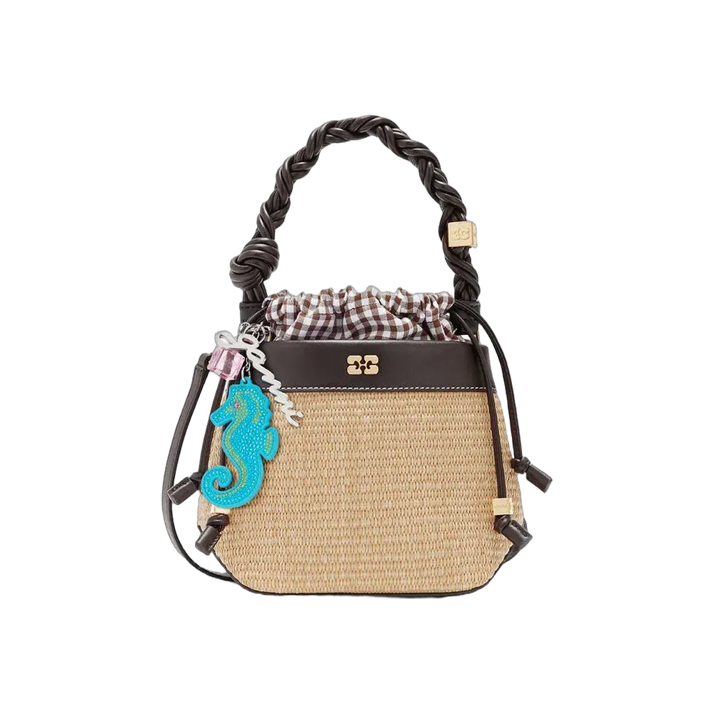 Ganni Bou Bucket Bag in Straw