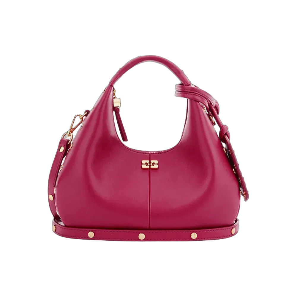 Ganni Mini Hobo Bag Studs in Red