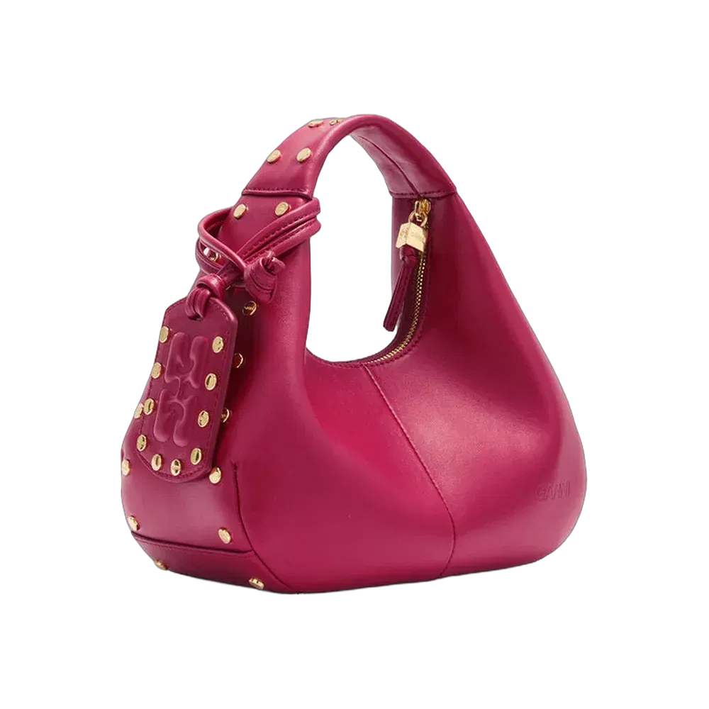 Ganni Mini Hobo Bag Studs in Red