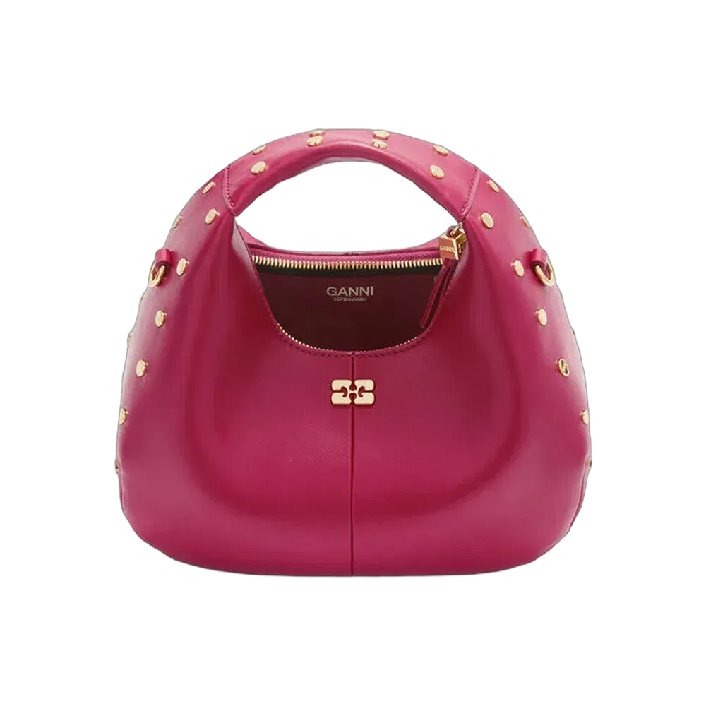 Ganni Mini Hobo Bag Studs in Red