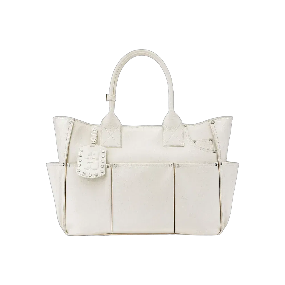 Ganni Posy Bag in White Ostrich