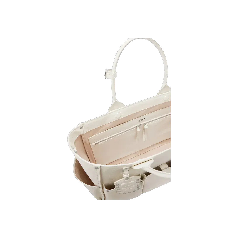 Ganni Posy Bag in White Ostrich